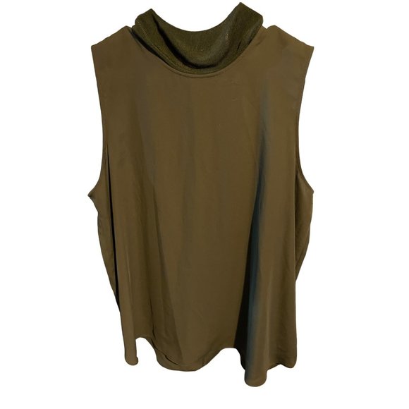 Simply Vera Vera Wang Mock Turtleneck XL Dark Green Sleeveless Chiffon Zip Back - Picture 1 of 7